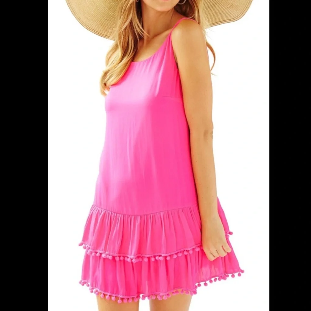 Lilly Pulitzer Natashia Pom Pom Pink Dress - Picture 2 of 7